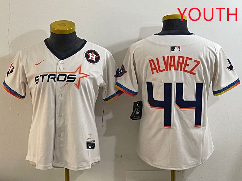 Youth Houston Astros #44 Alvarez Cream Fourth generation Joint Name Nike 2025 MLB Jersey style 6